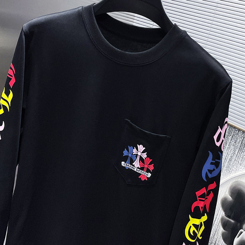 Chrome Hearts Multicolor Fleur Cross Stack Long Sleeve Tee – White / Black