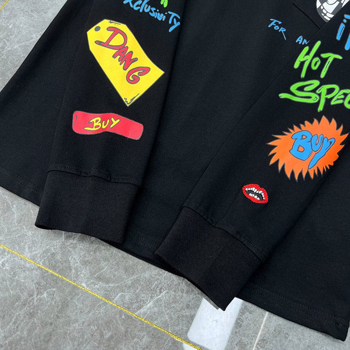 Chrome Hearts Graffiti Print Long Sleeve Tee – Black