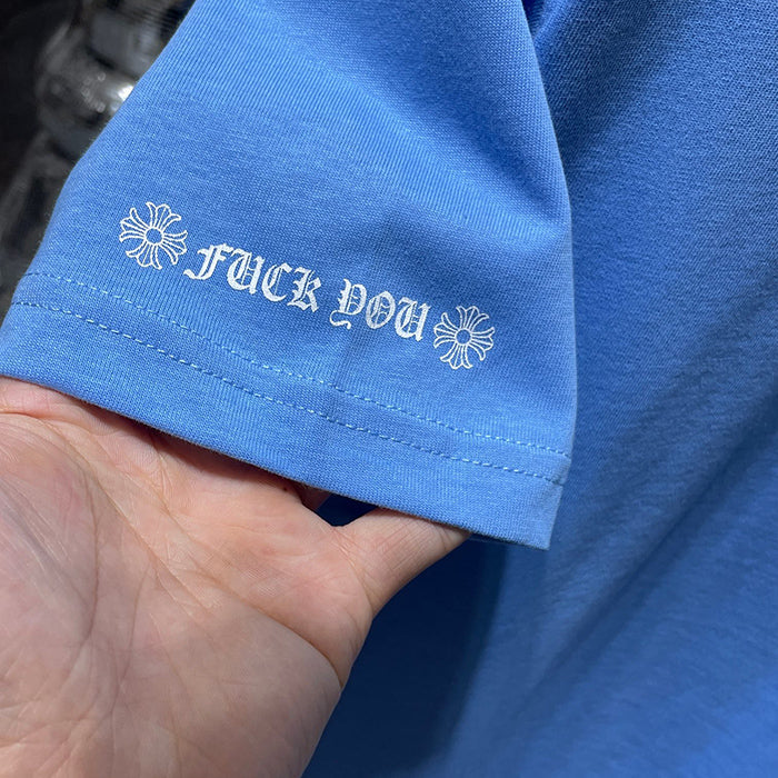 Chrome Hearts St. Barth Exclusive Scroll Banner Tee – Blue