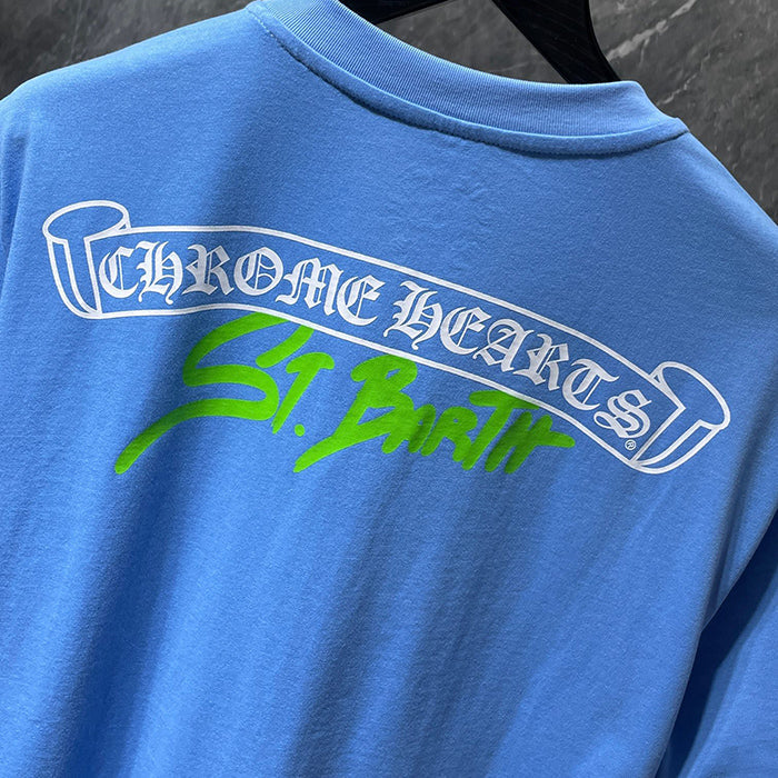 Chrome Hearts St. Barth Exclusive Scroll Banner Tee – Blue