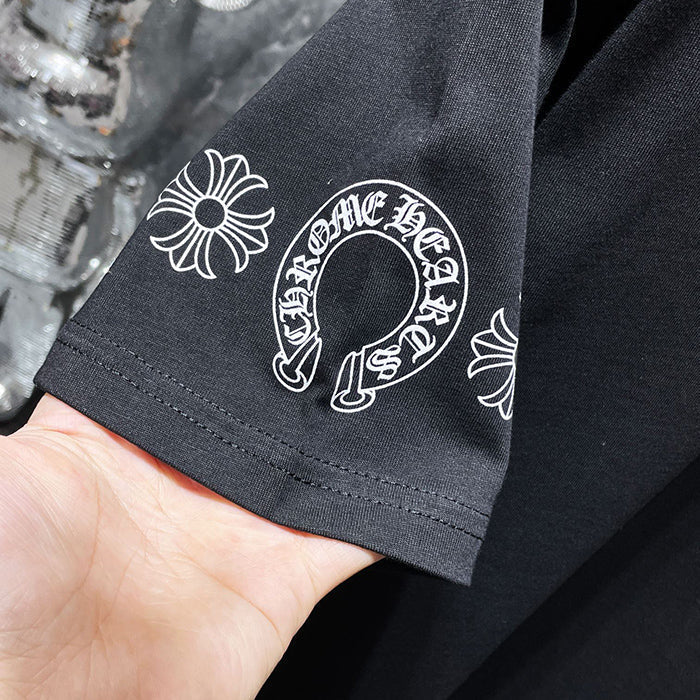 Chrome Hearts Pink Fleur Cross Gothic Repeat Text Tee – White / Black