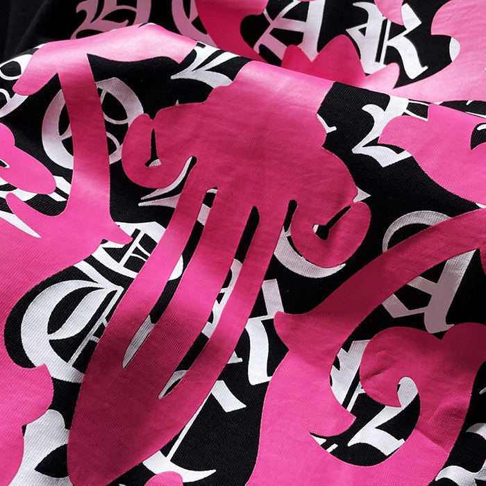 Chrome Hearts Pink Fleur Cross Gothic Repeat Text Tee – White / Black