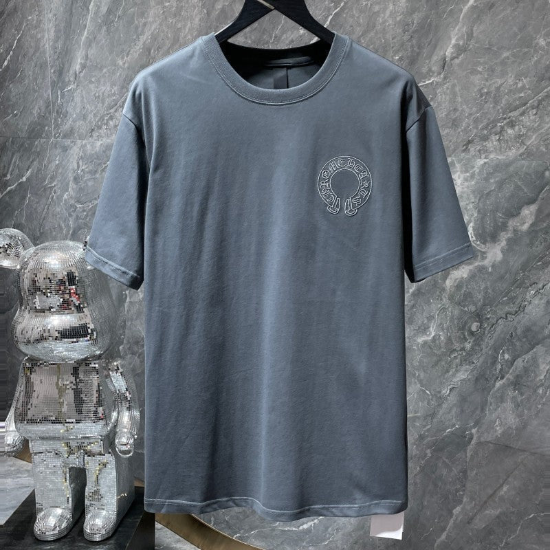 Chrome Hearts Oversized Tonal Fleur Cross Appliqué Tee – Black / White / Grey