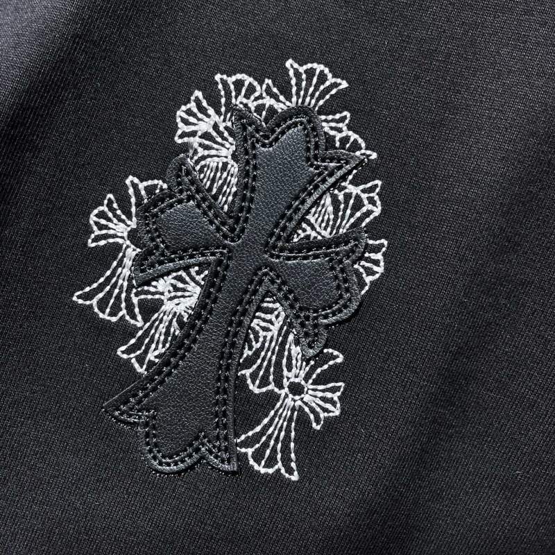 Chrome Hearts Crystal Rhinestone Cross Embroidered Tee – Black / Grey