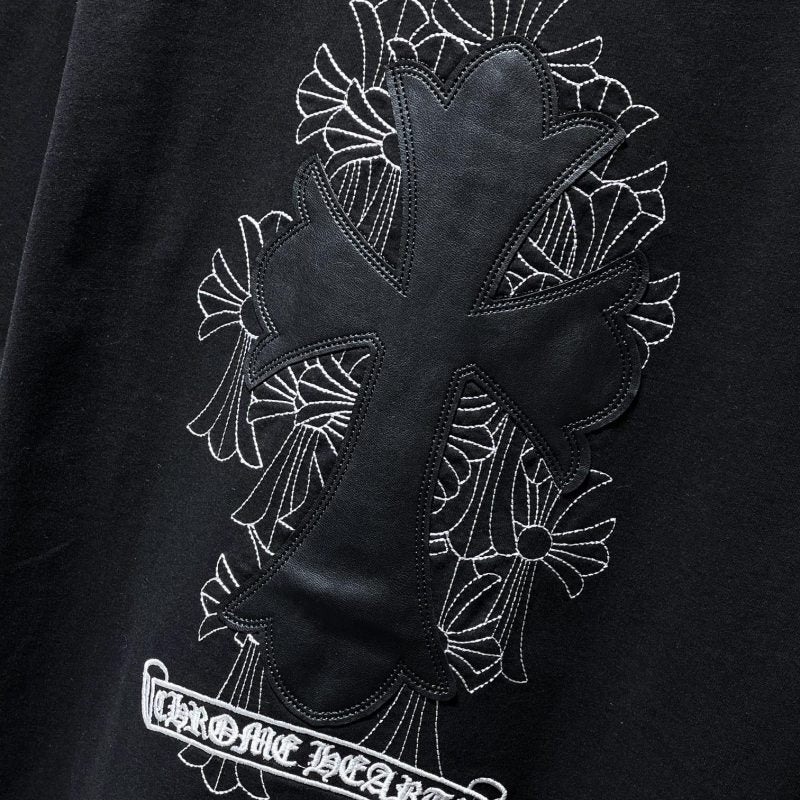 Chrome Hearts Crystal Rhinestone Cross Embroidered Tee – Black / Grey