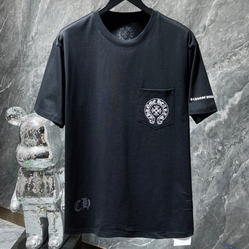 Chrome Hearts Horseshoe Circle Gothic Logo Tee – Black / White