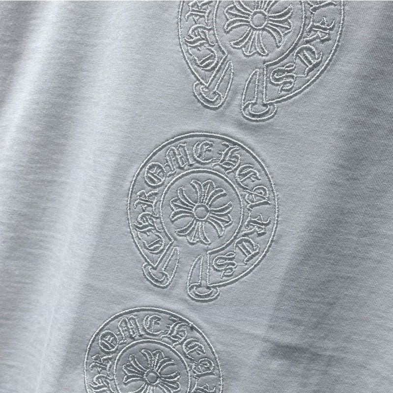 Chrome Hearts Six-Stack Horseshoe Circle Tonal Embroidered Tee – Black / Grey / White