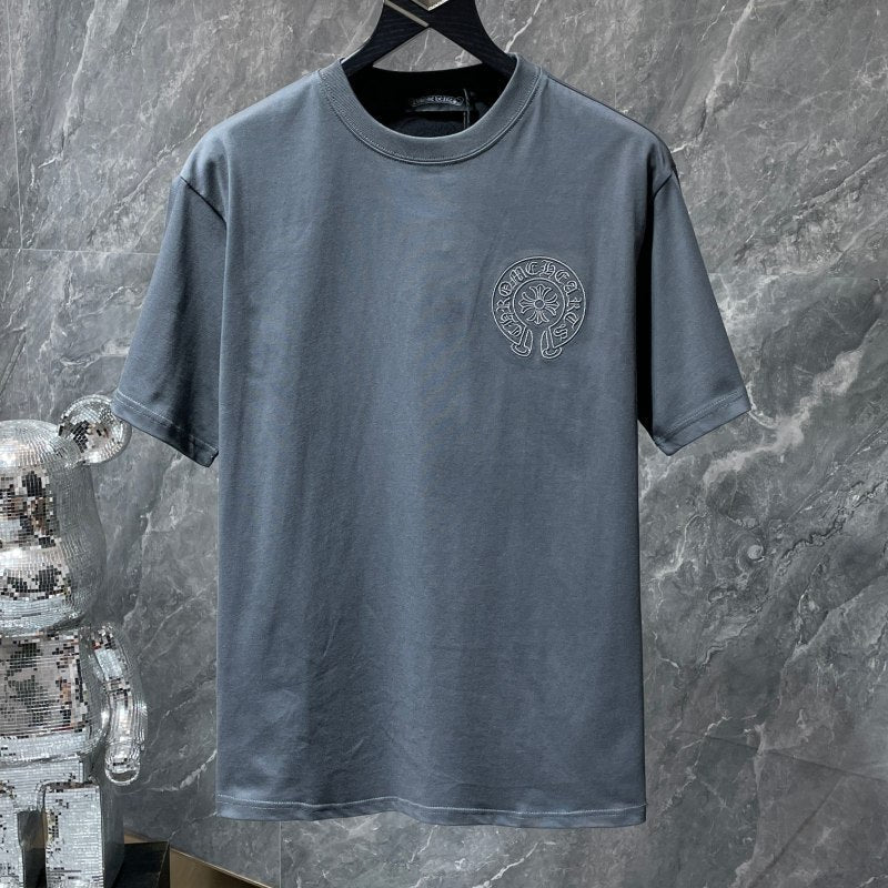 Chrome Hearts Six-Stack Horseshoe Circle Tonal Embroidered Tee – Black / Grey / White