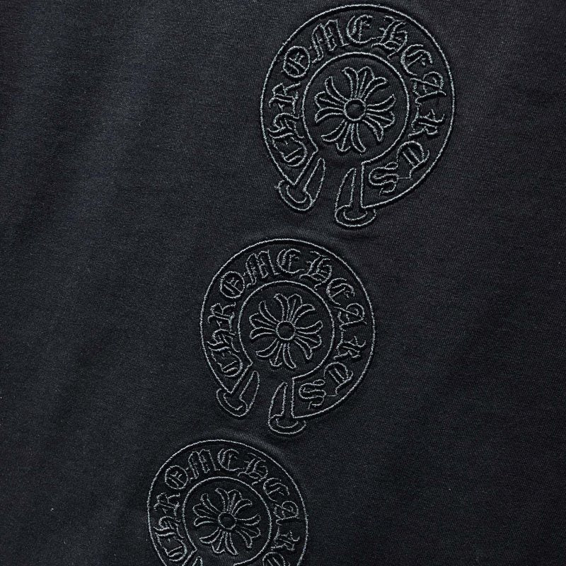 Chrome Hearts Six-Stack Horseshoe Circle Tonal Embroidered Tee – Black / Grey / White