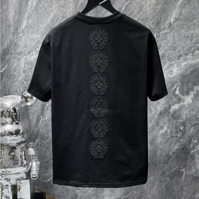 Chrome Hearts Six-Stack Horseshoe Circle Tonal Embroidered Tee – Black / Grey / White