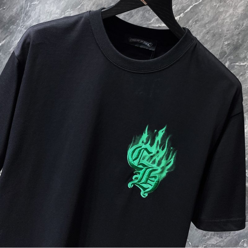 Chrome Hearts Green Gothic Flame Drip Graphic Tee – Black / White