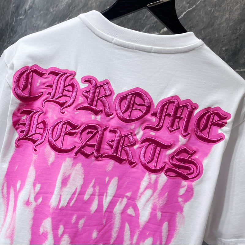 Chrome Hearts Green Gothic Flame Drip Graphic Tee – Black / White