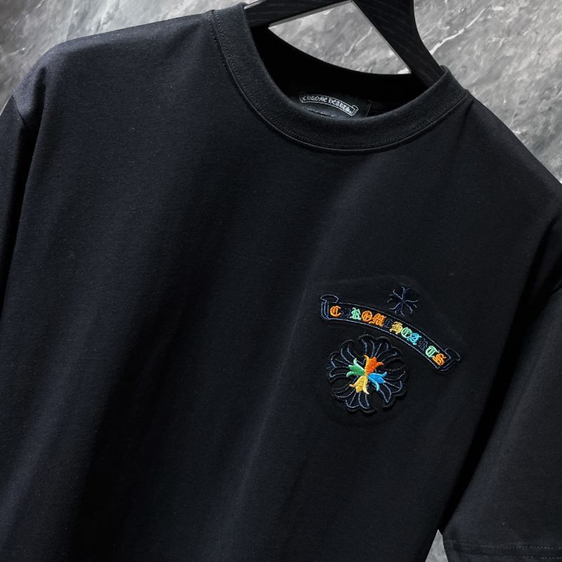 Chrome Hearts Multicolor Gothic Letter Horseshoe Cross Embroidered Tee – Black / White