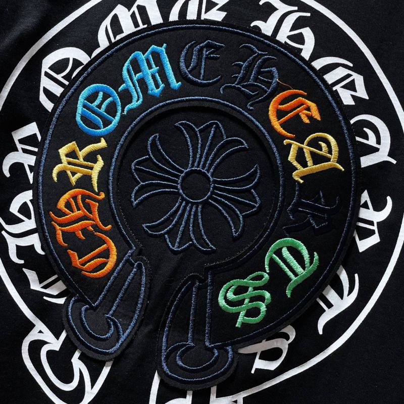 Chrome Hearts Multicolor Gothic Letter Horseshoe Cross Embroidered Tee – Black / White
