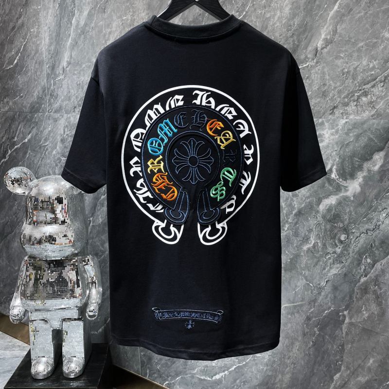 Chrome Hearts Multicolor Gothic Letter Horseshoe Cross Embroidered Tee – Black / White
