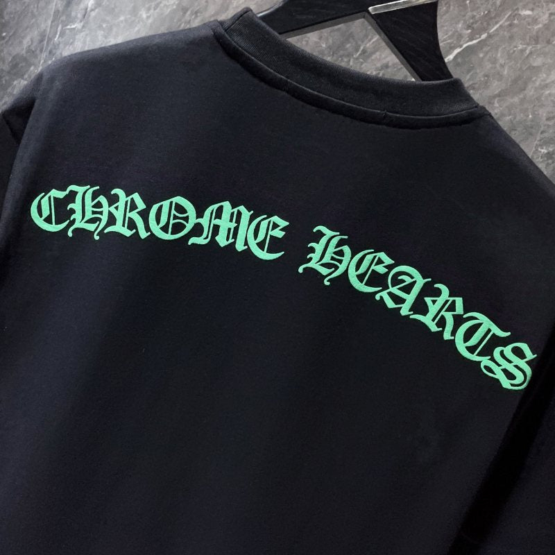 Chrome Hearts x Matty Boy Neon Green Smiley Paint Splash Tee – Black / White