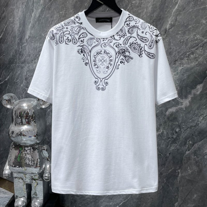Chrome Hearts Paisley Shoulder Cross Graphic Tee – Black / White