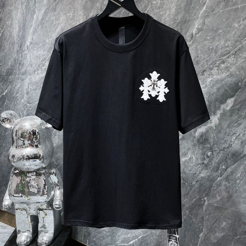 Chrome Hearts Oversized Fleur Cross Appliqué Crystal Stud Tee – Black / White