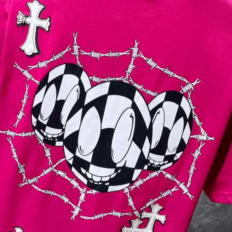 Chrome Hearts x Matty Boy Checkerboard Smiley Spider Web Tee – Rose Red
