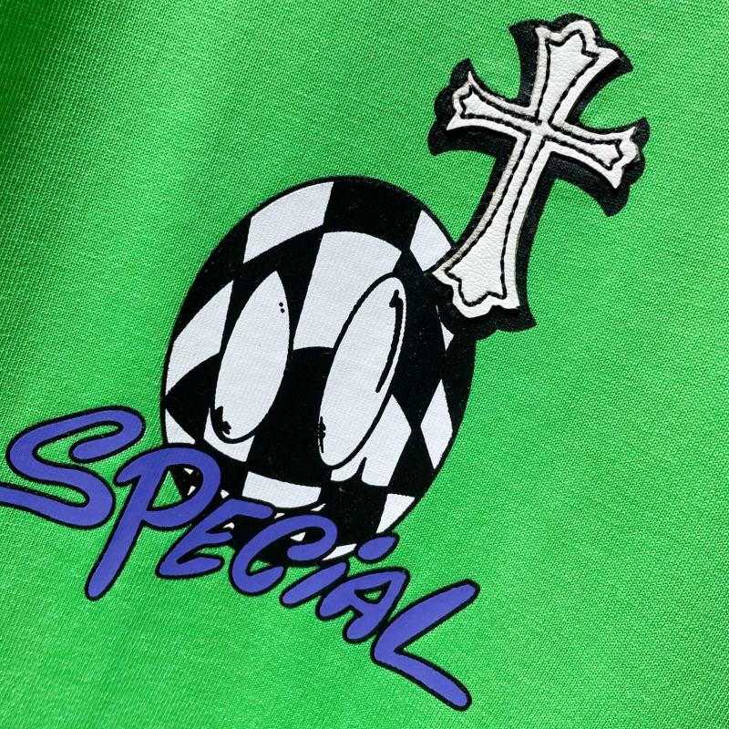 Chrome Hearts Checkered Smiley Barbed Wire Cross Graphic Tee – Green