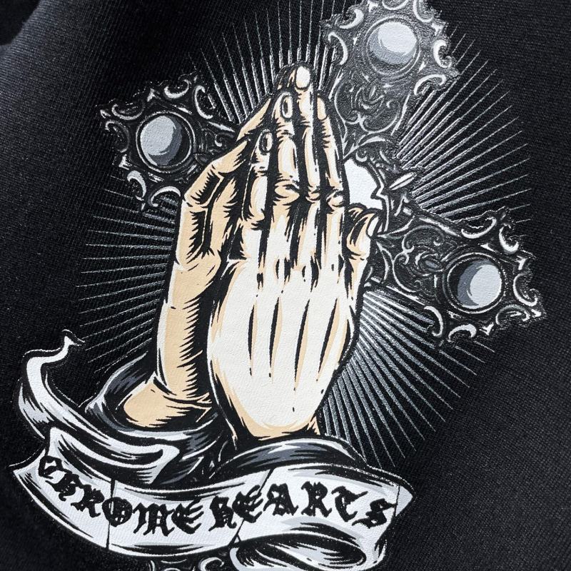 Chrome Hearts Praying Hands Cross Radiant Graphic Tee – Black / White