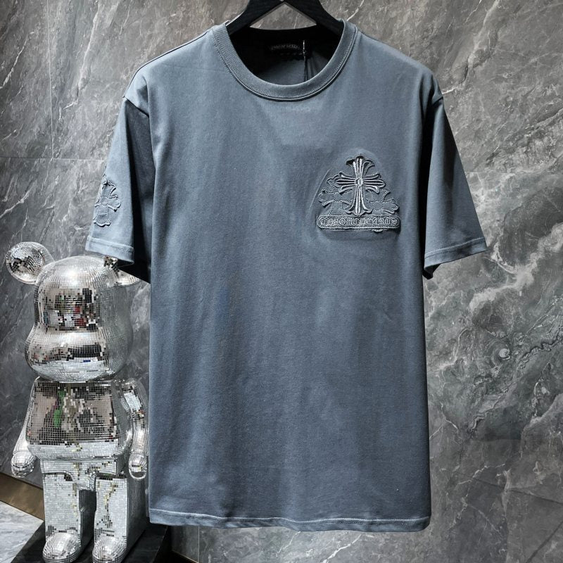 Chrome Hearts Triple Cross Embroidered Graphic Tee – Black / Gray