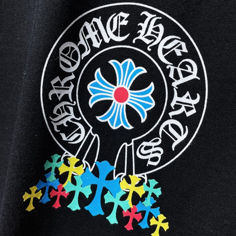 Chrome Hearts Rainbow Cross Circle Gothic Graphic Tee – Black / White