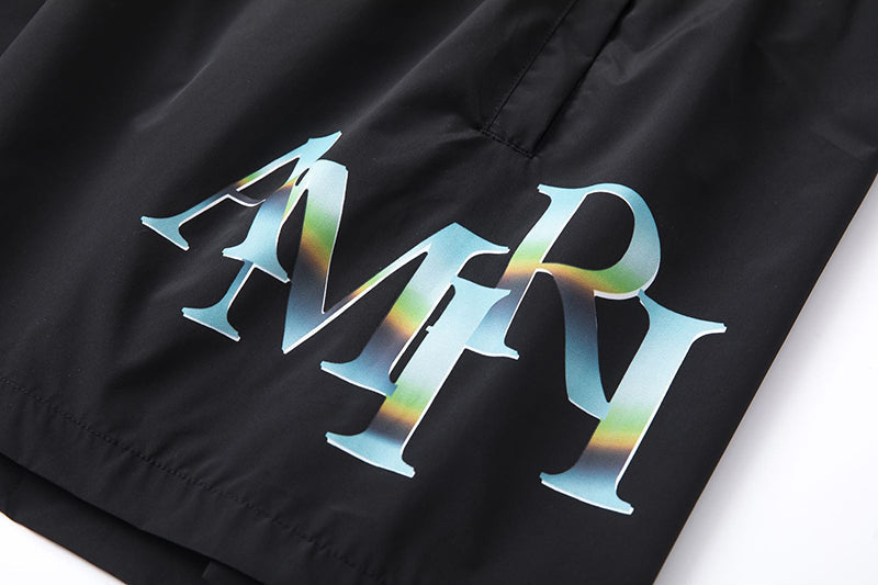 AMIRI Logo Print Swim Shorts – Lightweight Polyester