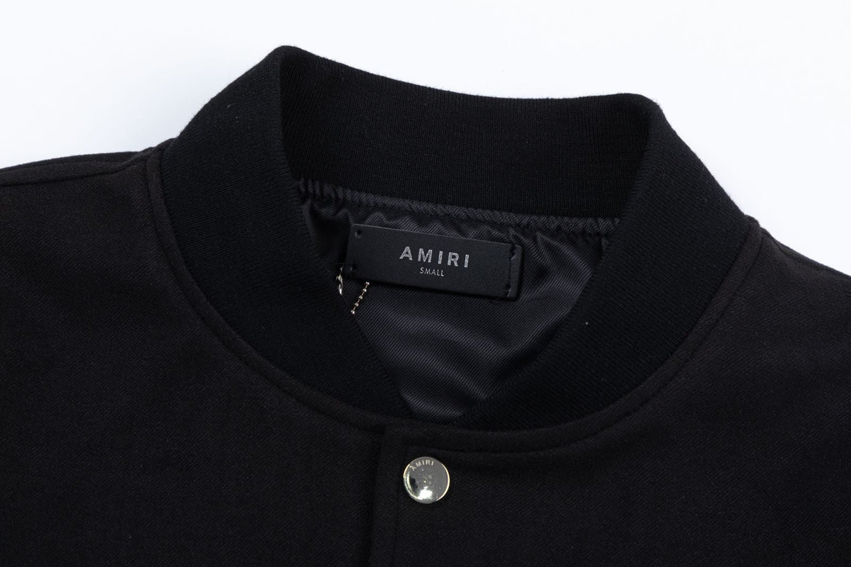 AMIRI Staggered Logo Varsity Jacket – Black
