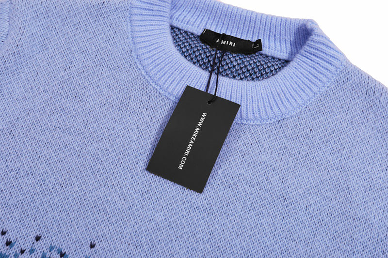 AMIRI PREEMO Logo Knitted Sweater – Blue