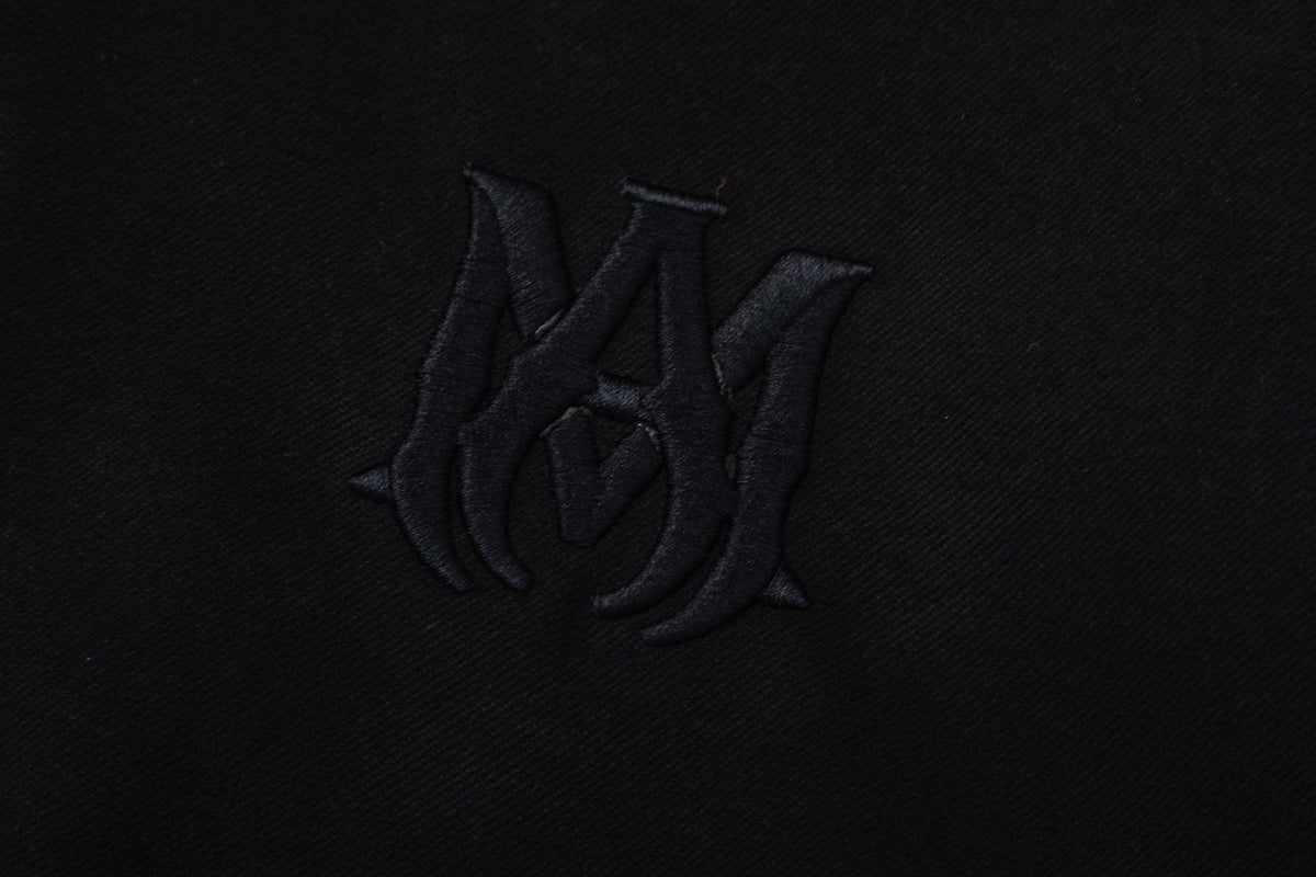 AMIRI Varsity Logo-Embroidered Leather Jacket – Black