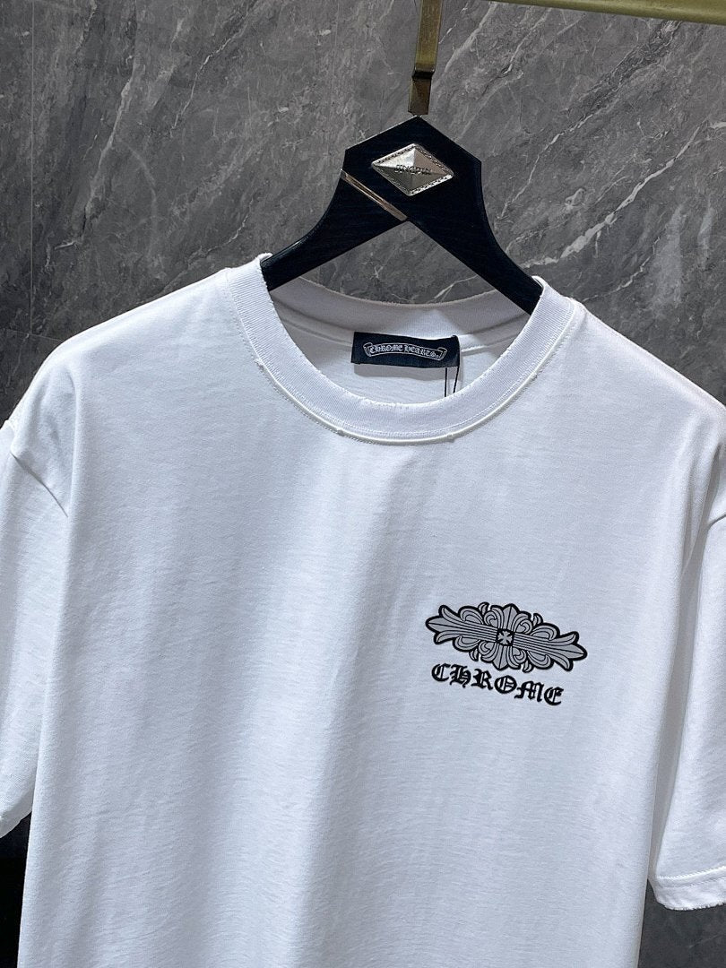 Chrome Hearts Gothic Logo Fleur Cross Ornament Tee – White