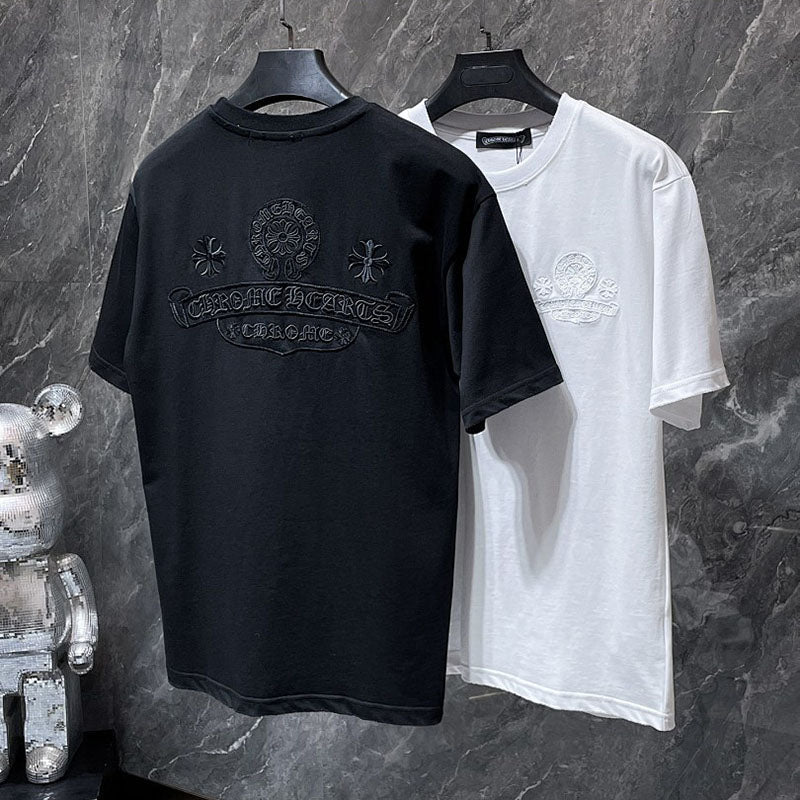 Chrome Hearts Tone-on-Tone Crest Embroidered Tee – Black