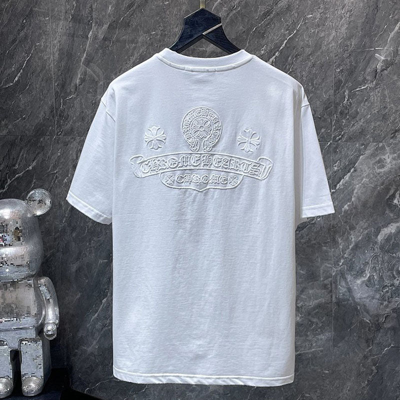Chrome Hearts Tonal Horseshoe Circle Embroidered Tee – White