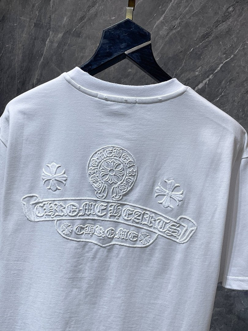 Chrome Hearts Tonal Horseshoe Circle Embroidered Tee – White