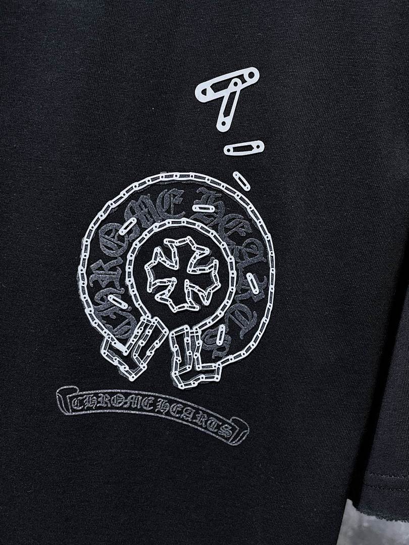 Chrome Hearts Chain Link Horseshoe Cross Graphic Tee – Black