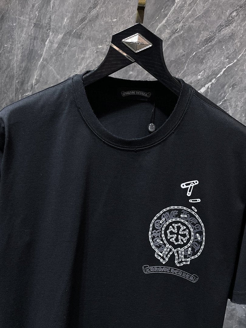 Chrome Hearts Chain Link Horseshoe Cross Graphic Tee – Black