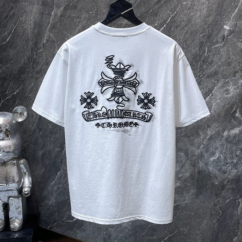 Chrome Hearts Crown Scepter Crest Embroidered Tee – White
