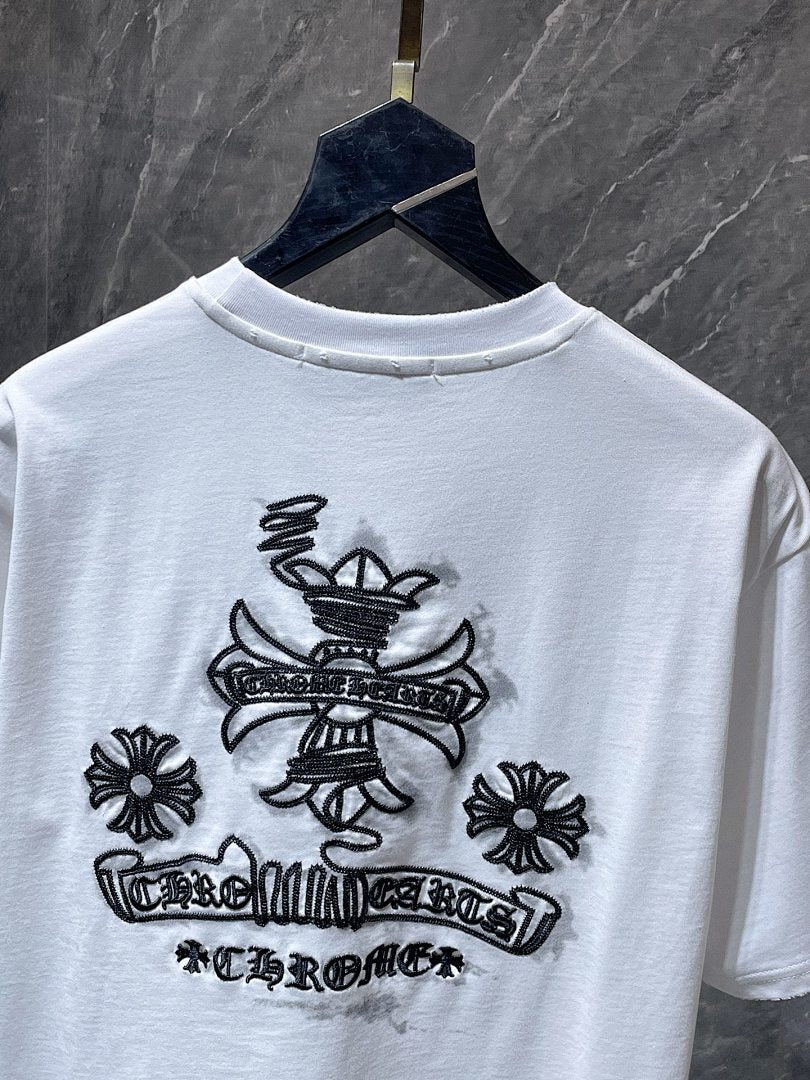 Chrome Hearts Crown Scepter Crest Embroidered Tee – White