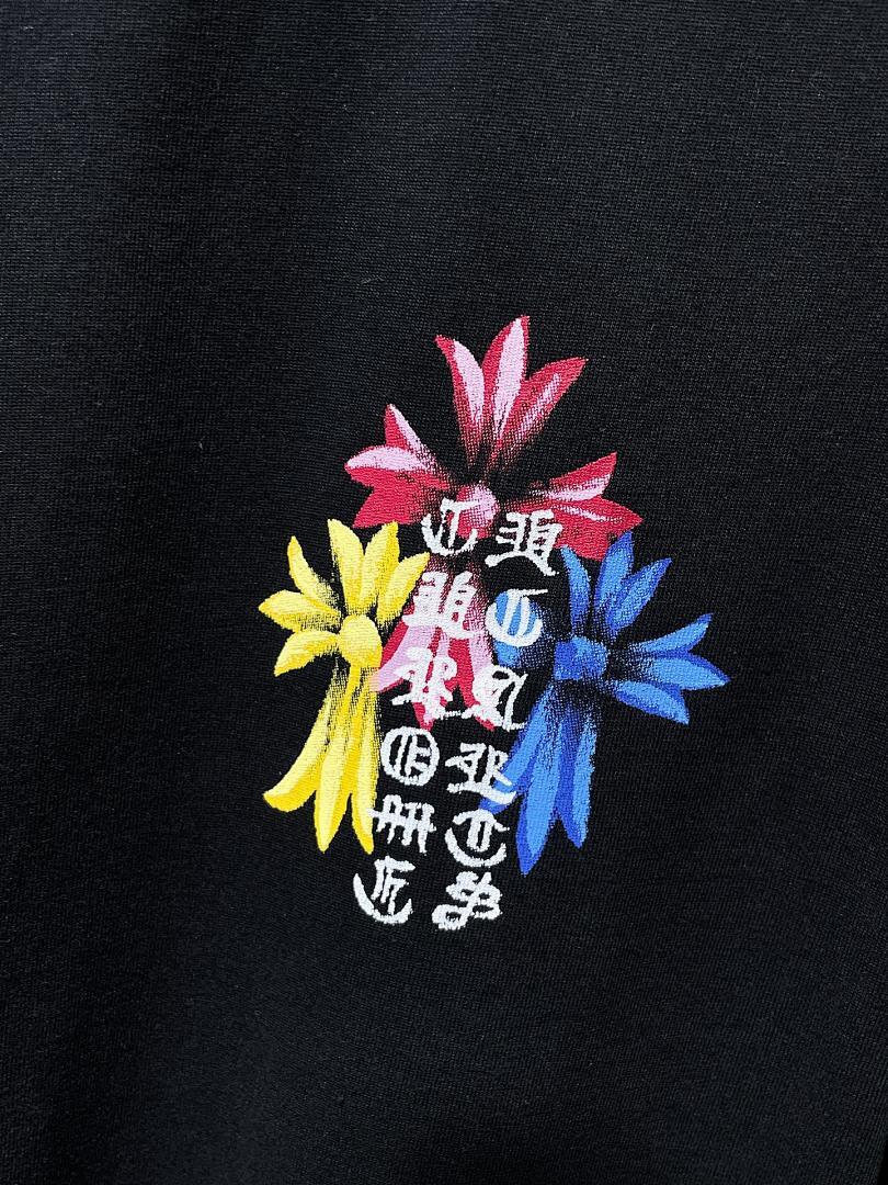 Chrome Hearts Rainbow Floral Cross Graphic Tee – Black