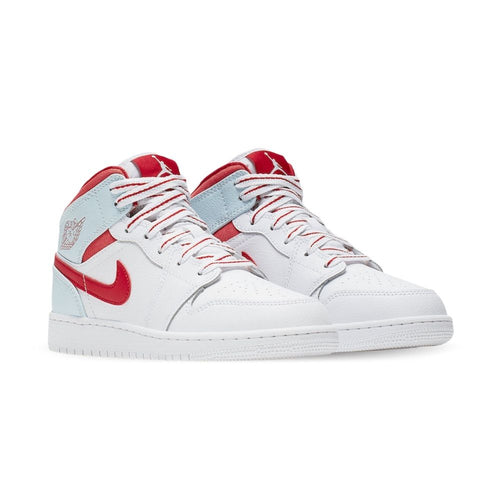 Air Jordan 1 Mid Topaz Mist White Mint Red