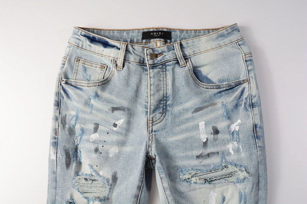 AMIRI Slim Jeans #8899 – Distressed Cotton Denim